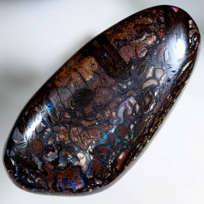 SOLID BOULDER OPAL HUGE 47ct Sparkling red, green and blue amongst patterned boulder opal SEE VIDEO